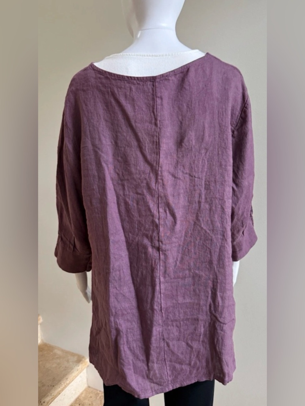 DEVITALIA Linen Ruffle Top Tunic, One Size - Picture 5 of 6